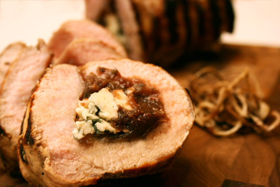 Pork Tenderloin stuffed with figs & blue cheese
